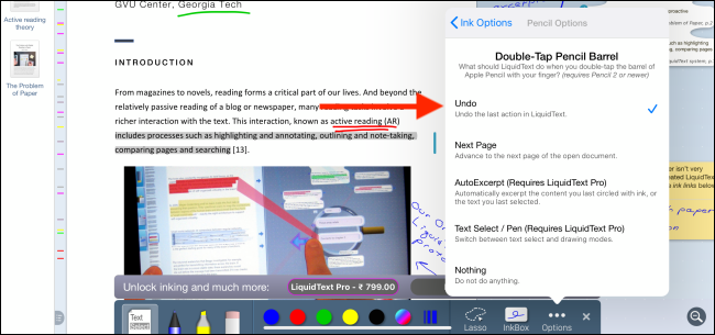 LiquidText lets you turn the double-tap action into an Undo button, which can be really handy when you're annotating and taking notes in the app.