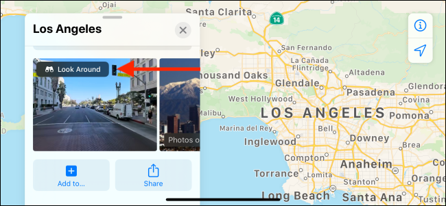 Use Look Around option from a location card