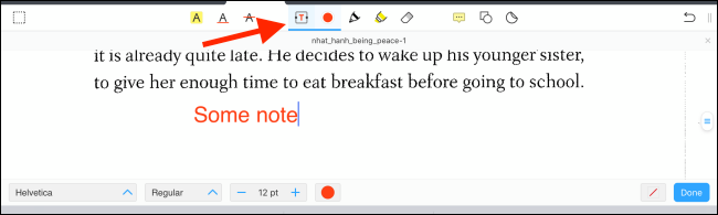 Use the Text feature to add a text box in the PDF