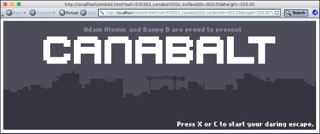 Playing Flash Game Canabalt using Flashpoint