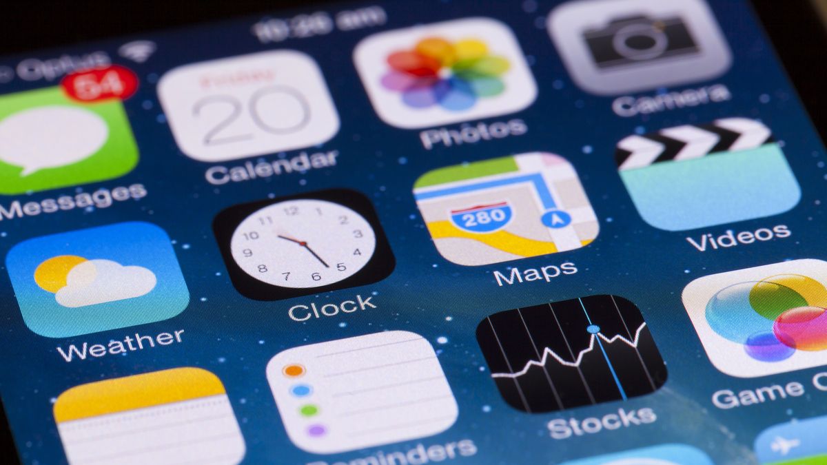 Close-up image of an iPhone's home screen and apps