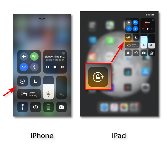Locking rotation in Control Center on iPhone and iPad