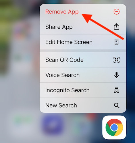 Long-press on the Chrome icon and then tap the "Remove App" option