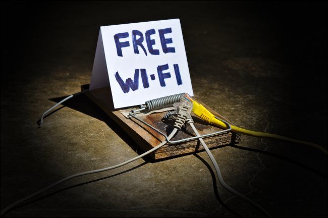 A mousetrap with a &quot;free Wi-Fi&quot; sign.