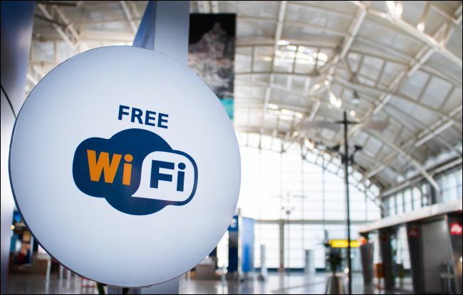 A free Wi-Fi sign in an airport.