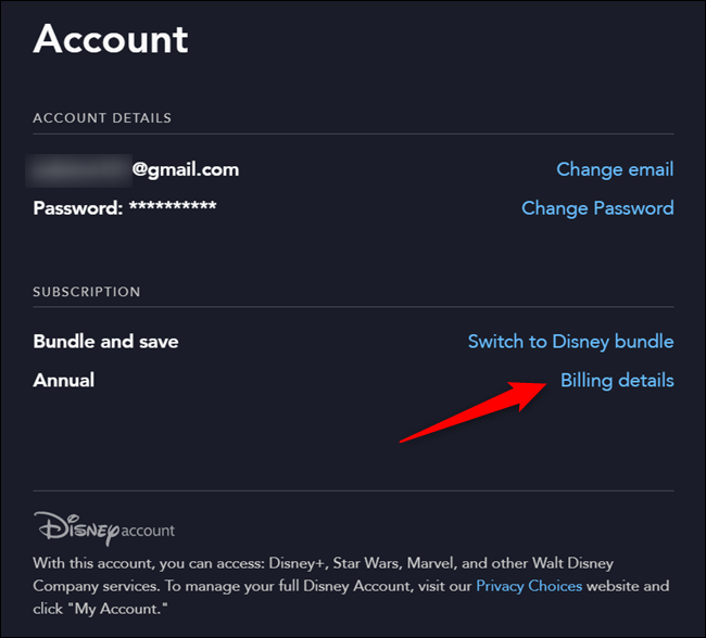 Disney+ Account Page