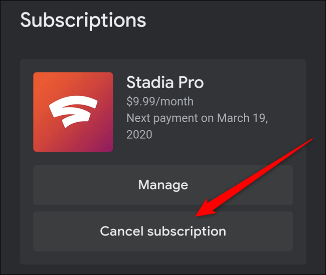 Select the "Cancel Subscription" button