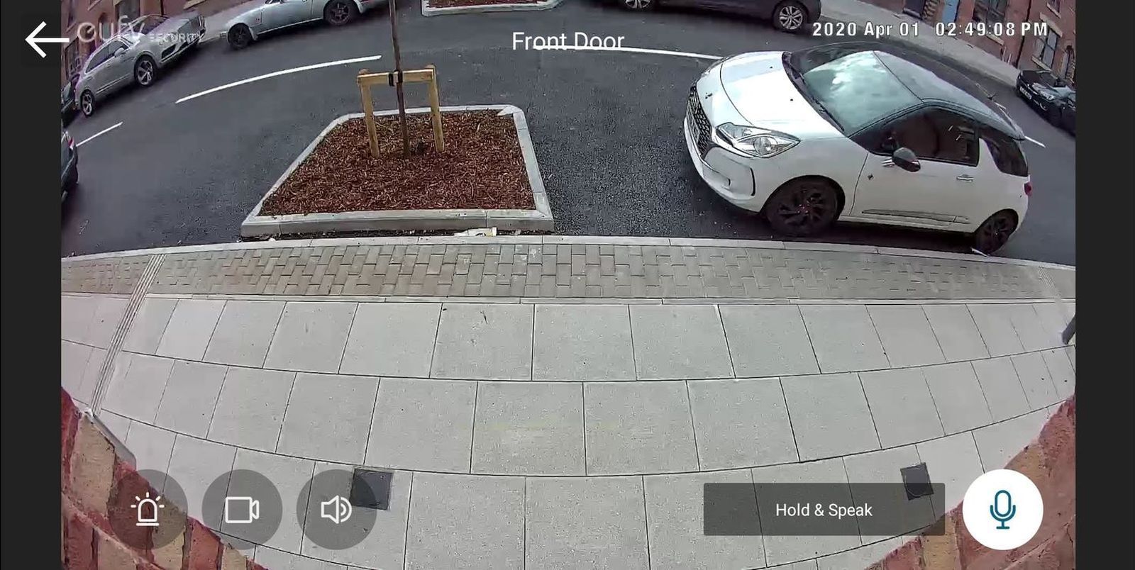 screenshot of camera feed at front door