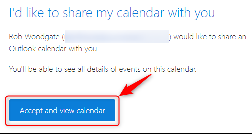 A calendar sharing emails displaying the button to add a shared calendar .