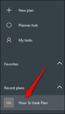 The Planner menu with a plan highlighted.
