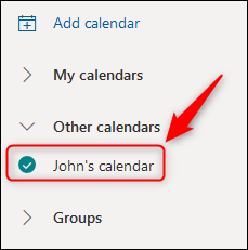 The shared calendar displayed in Outlook Online.