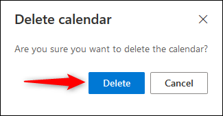 Outlook Online's calendar deletion confirmation.