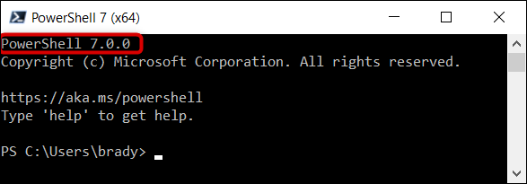 Verify you are running PowerShell 7 in the top corner of the program.