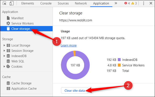 Click &quot;Clear storage,&quot; and then click &quot;Clear site data.&quot;