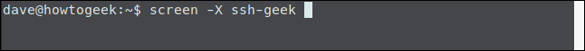 screen -X ssh-geek in a terminal window