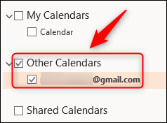 The shared calendar displayed in Outlook.