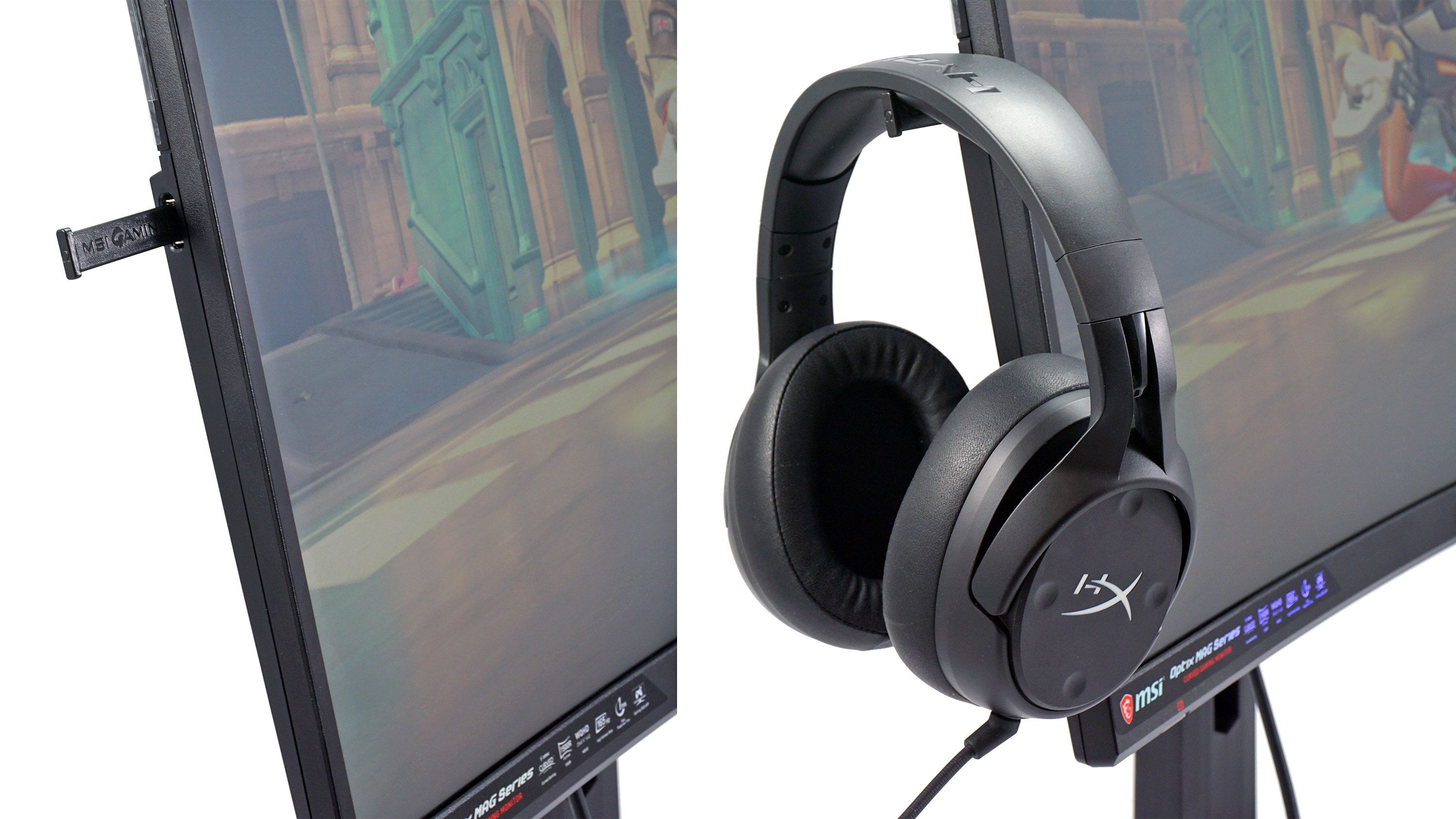 MSI Optix MAG272CQR headset holder.
