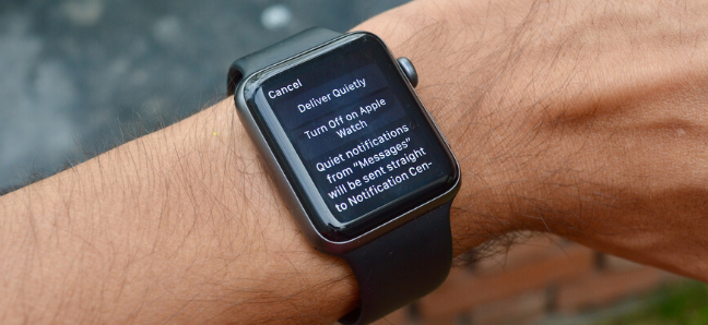 App notifications management screen on Apple Watch