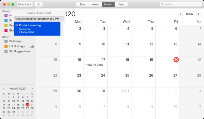 Calendar app for Mac