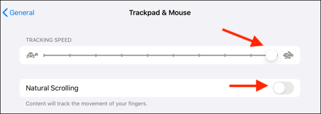 Change tracking speed and natural scrolling for iPad cursor