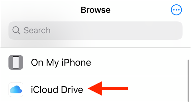 Choose iCloud Drive from locations