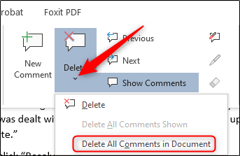 Delete all comments in document