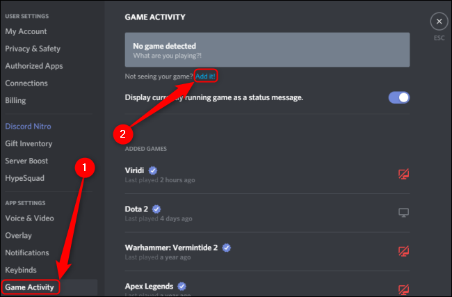Discord Game Activity Add a Game