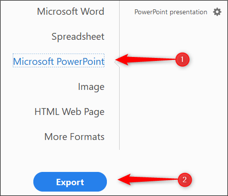 Export as Microsoft PowerPoint