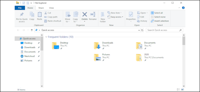 A File Explorer window in Windows 10