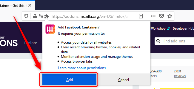 Firefox Add Facebook Container