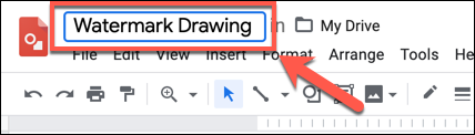 Add a name to your drawing in the &quot;Untitled Drawings&quot; box in the top-left of Google Drawings