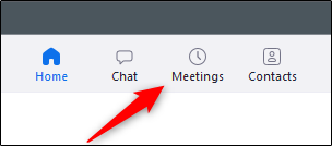 Meetings tab in Zoom