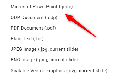 Microsoft PowerPoint conversion option