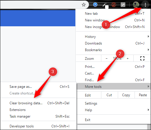 Open settings window in Chrome through the menu