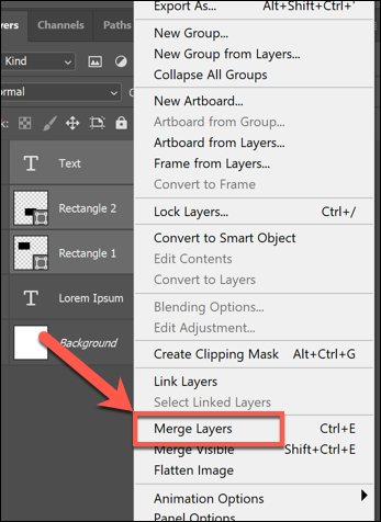 In the Layers options menu, press Merge Layers or Merge shapes