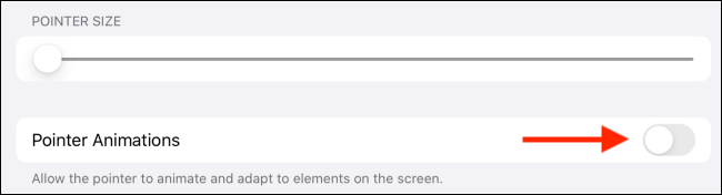 Pointer animations toggle for cursor on iPad