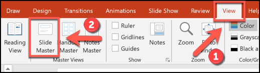 Click View > Slide Master to enter the slide master editing view