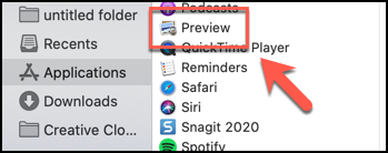 Launch Preview from the Applications folder in the Finder app on macOS