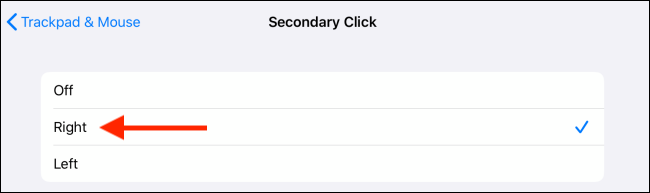 Secondary click options