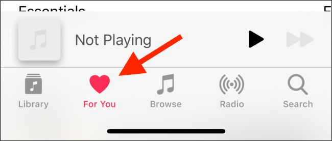 Select the For You tab in Apple Music