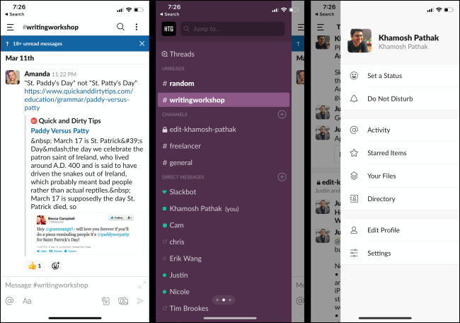 Slack app for iPhone and Android
