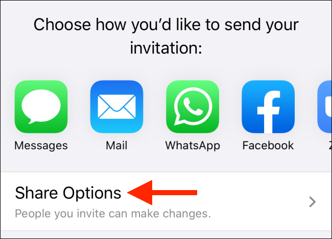 Tap on Share Options