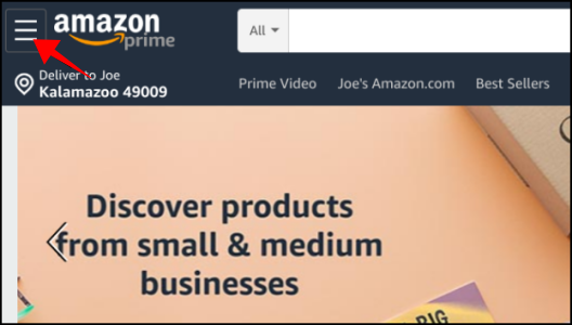 Amazon Prime Home Page