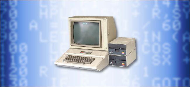An Apple II floating in cyberspace