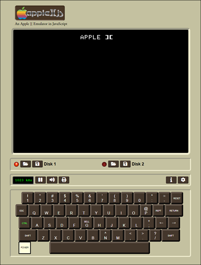 Apple IIjs emulator at startup