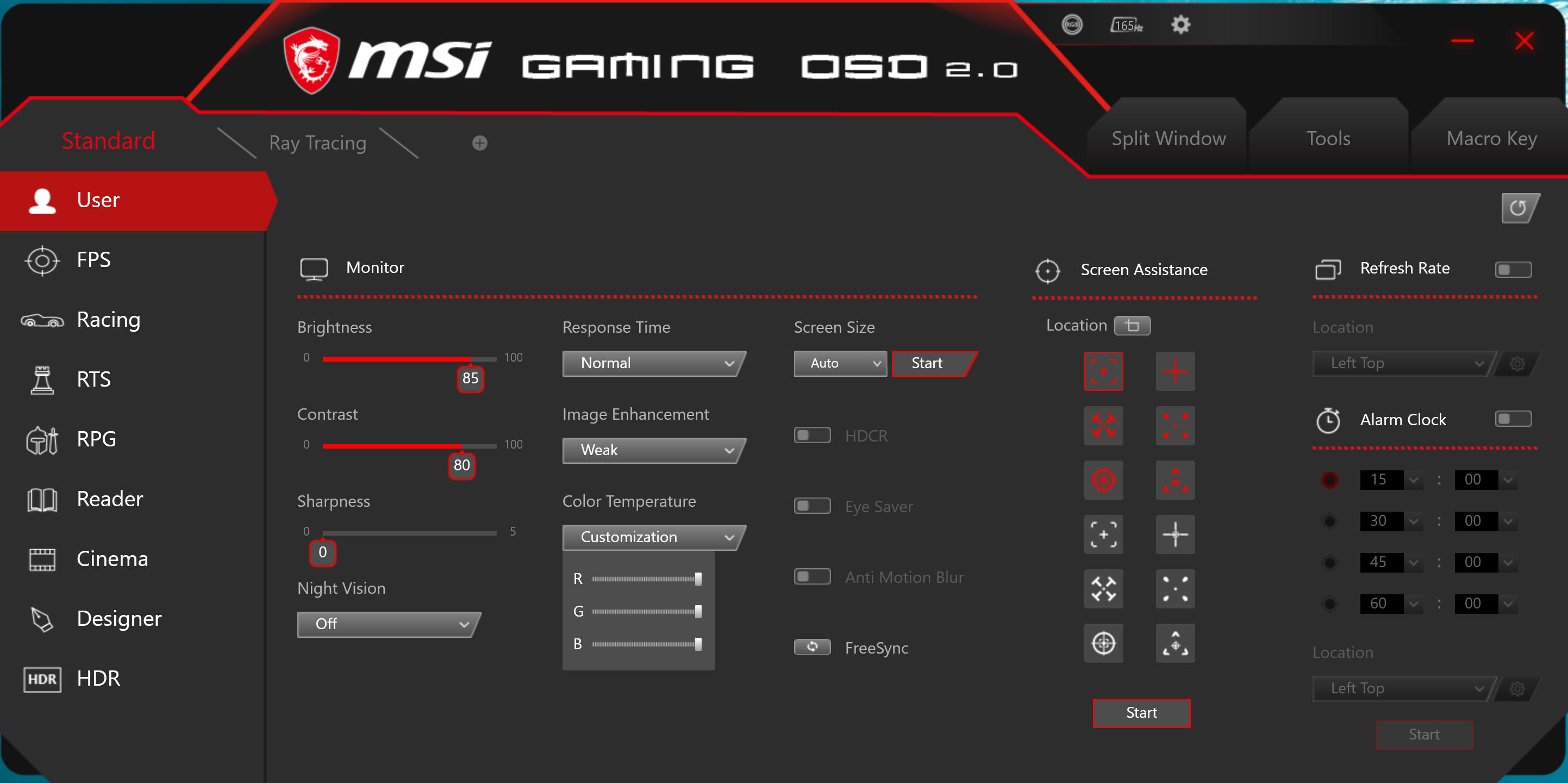 MSI Optix MAG272CQR OSD software.