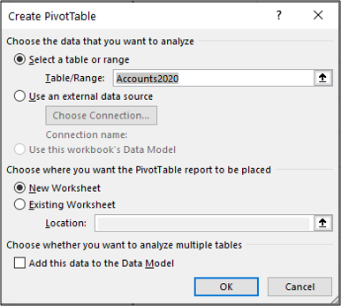 Create a PivotTable in Excel