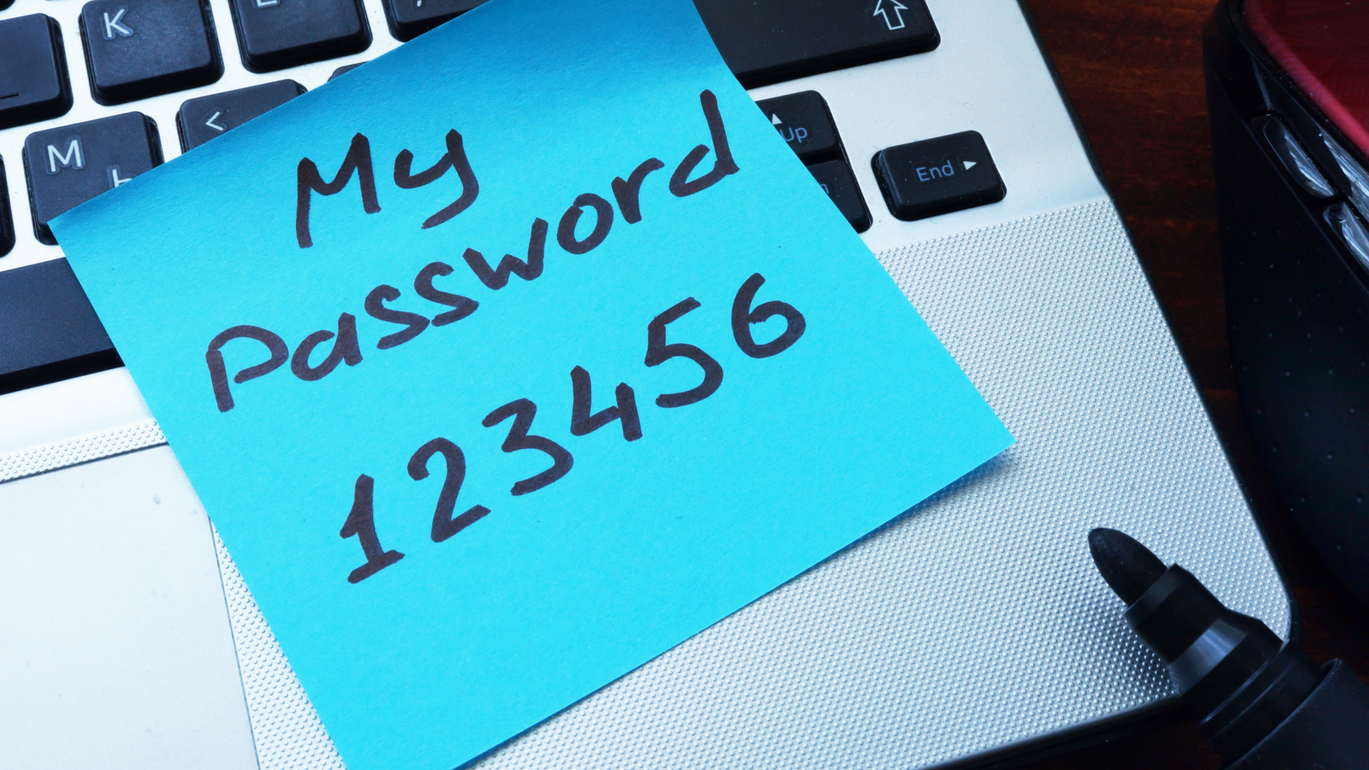 a post it note with the words &quot;My password is 12345&quot;