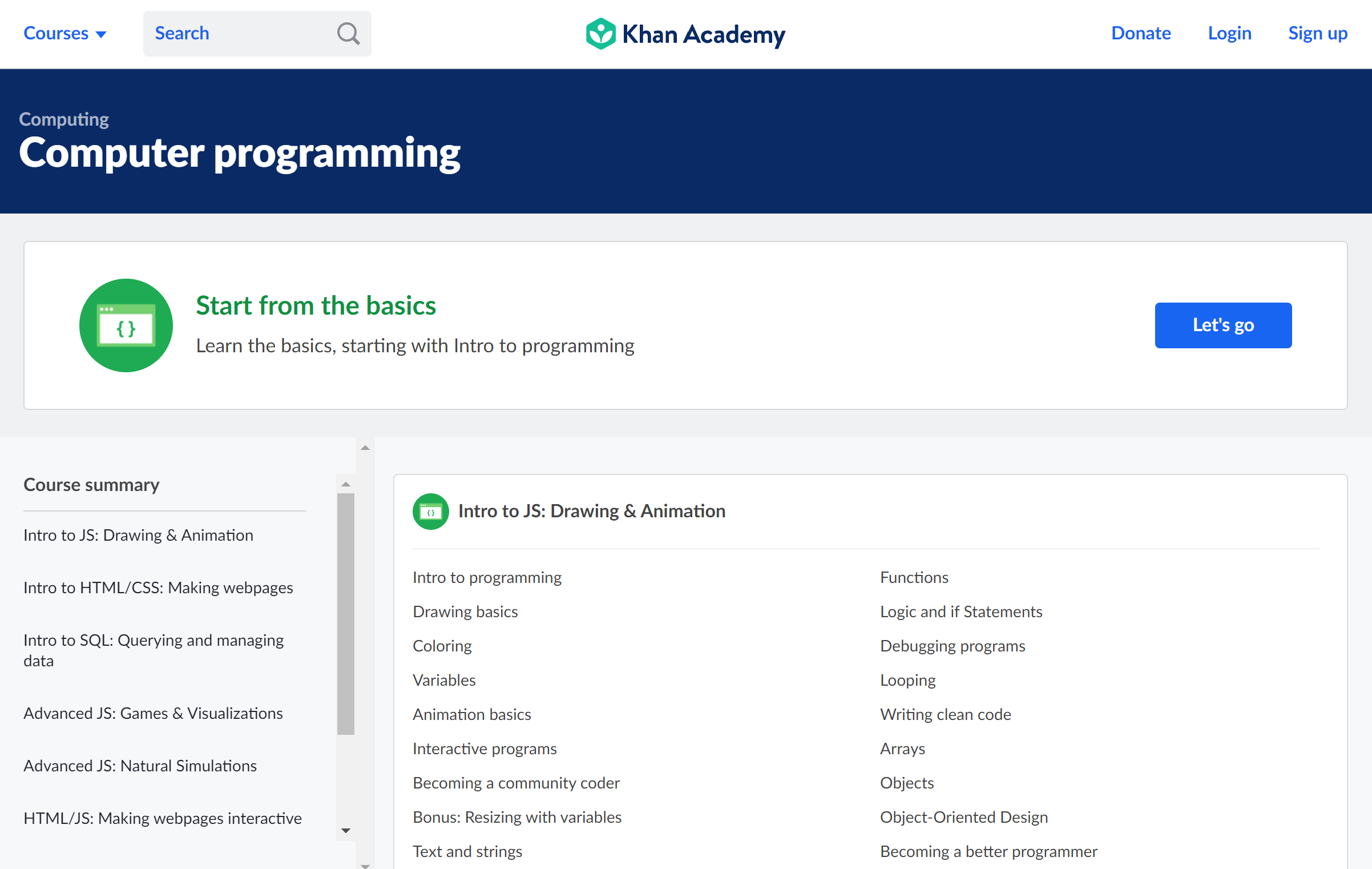 Khan Academy Coding Courses
