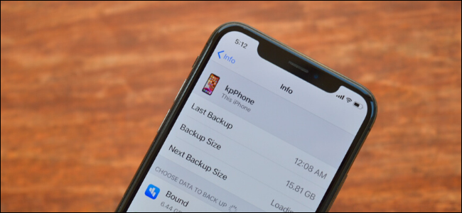 iCloud Backup for the device screen on iPhone